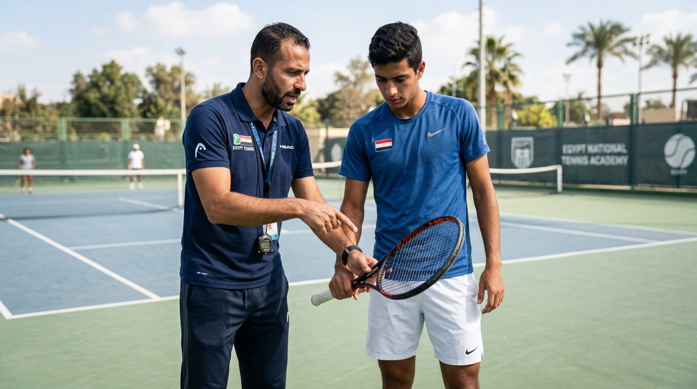 مدرب يشرح تقنيات الرياضات الراكيتية للاعب